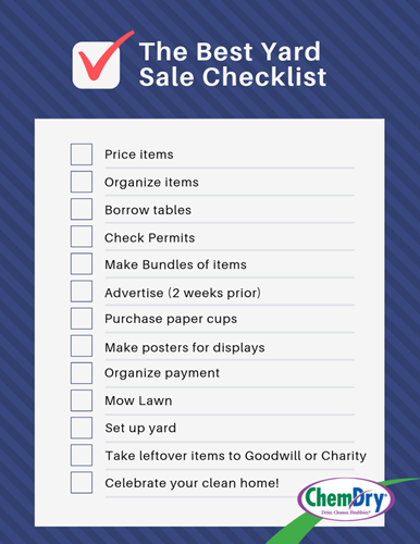 how to have a great yard sale in Arlington Washington checklist by chem-dry select of Arlington Wa